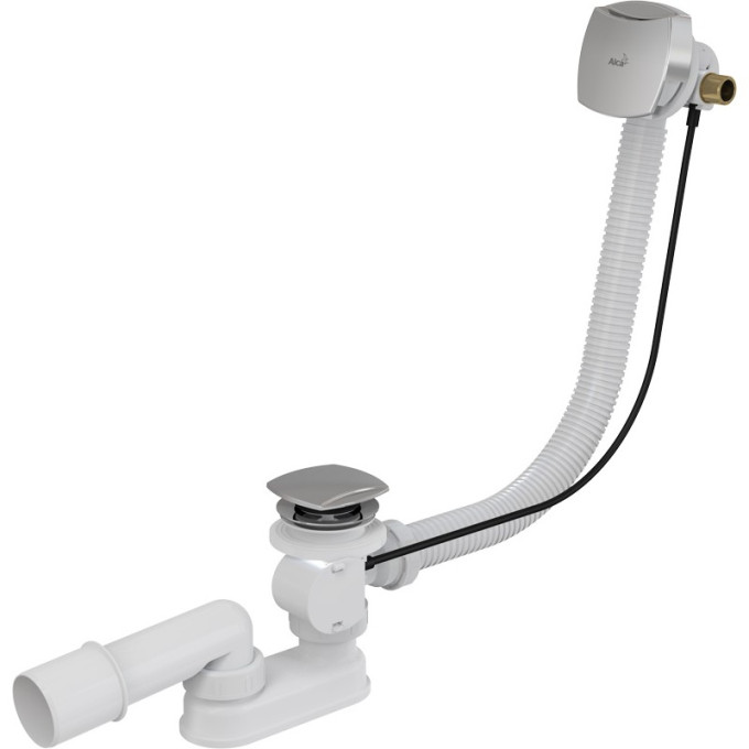 Сифон ALCAPLAST A565CRM3-80 для ванны с напуском воды через перелив, для ванн с толстыми стенками, пластик/металл, длина 80 см