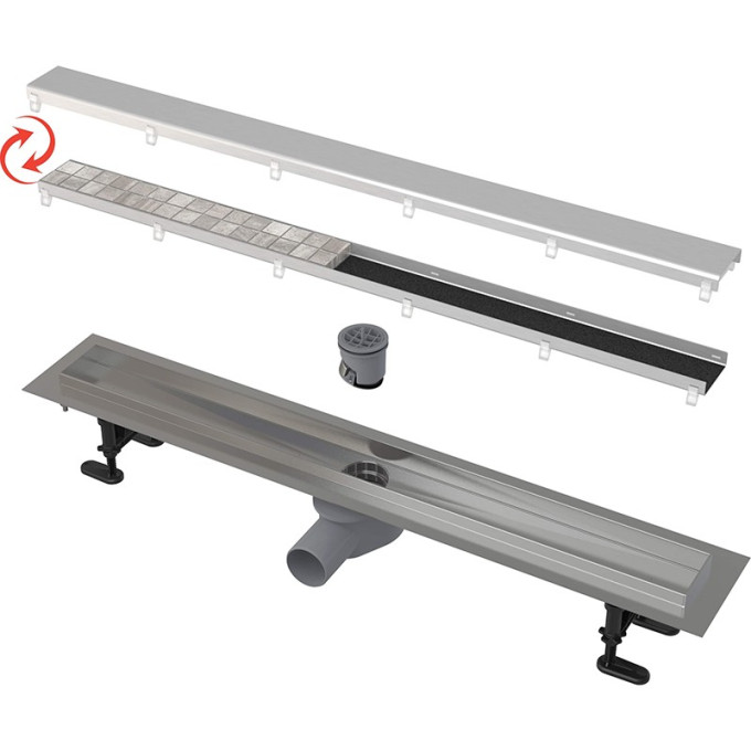 Водоотводящий желоб ALCAPLAST APZ13-DOUBLE9-650 FIT&GO с двухсторонней решеткой DOUBLE